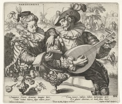 The Four Temperaments, Sanguine by Pieter de Jode I